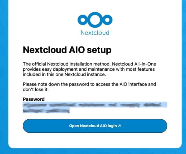 Nextcloud Password Screen