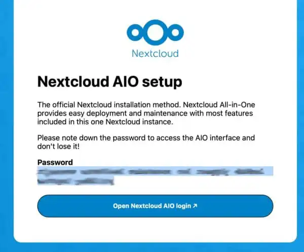 Nextcloud Password Screen