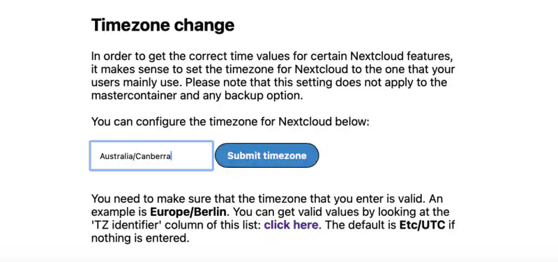 Timezone Selection