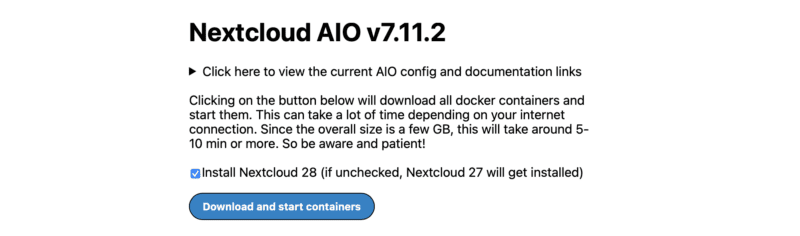 Nextcloud AIO Download and Start