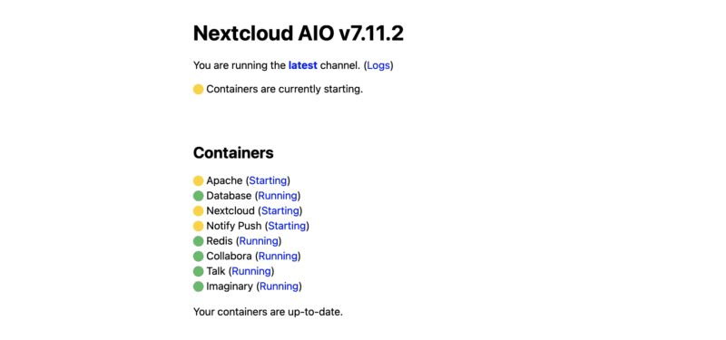 Nextcloud AIO Startup