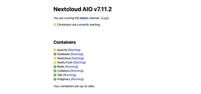 Nextcloud AIO Startup