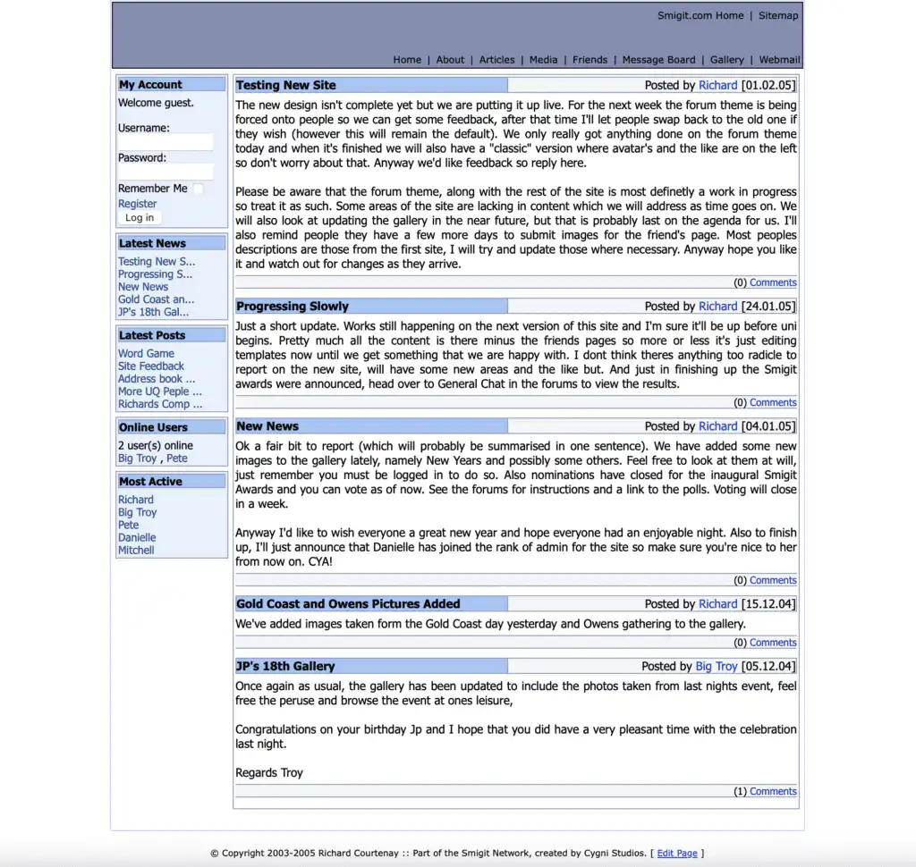 Smigit.com 2005 Temporary Layout
