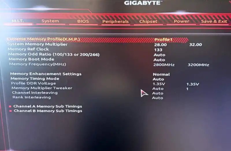 Bios Memory Settings